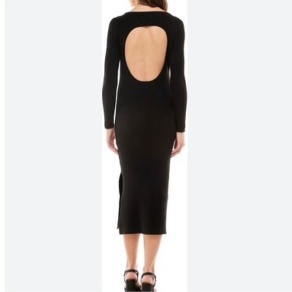 WAYF Walker Cutout Slit Dress - Medium - Black Knit Sweater Dress NWOT - Picture 2 of 6
